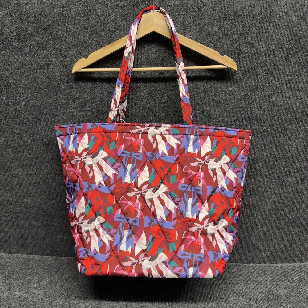 Vera Bradley Ultralight Vera Tote Bag Bow Show Bows Colorful Excellent Condition